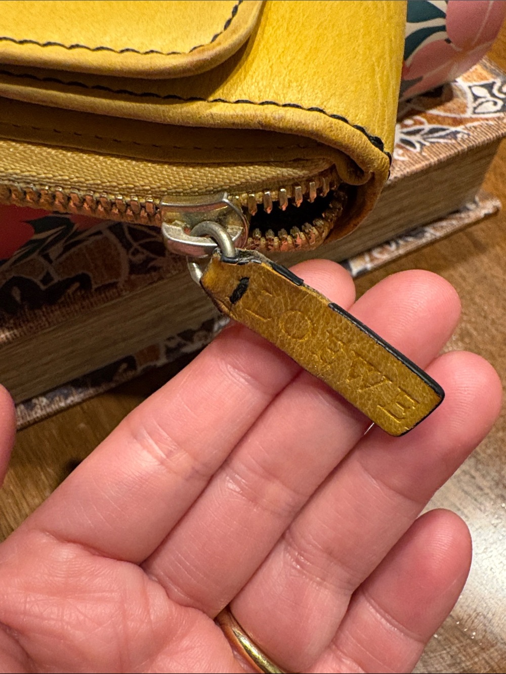 Loewe Mustard Yellow Leather Wallet with Embossed Logo - Picture 3 of 10